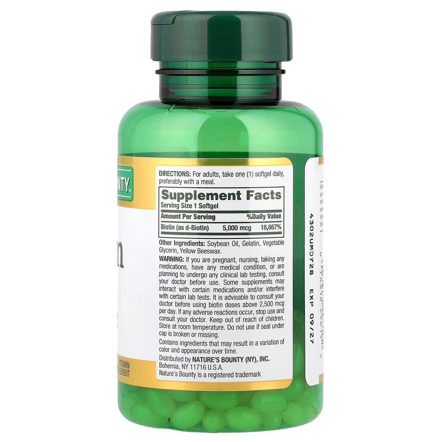 NATURE'S BOUNTY - Biotin 5000 mcg, 150 Softgels