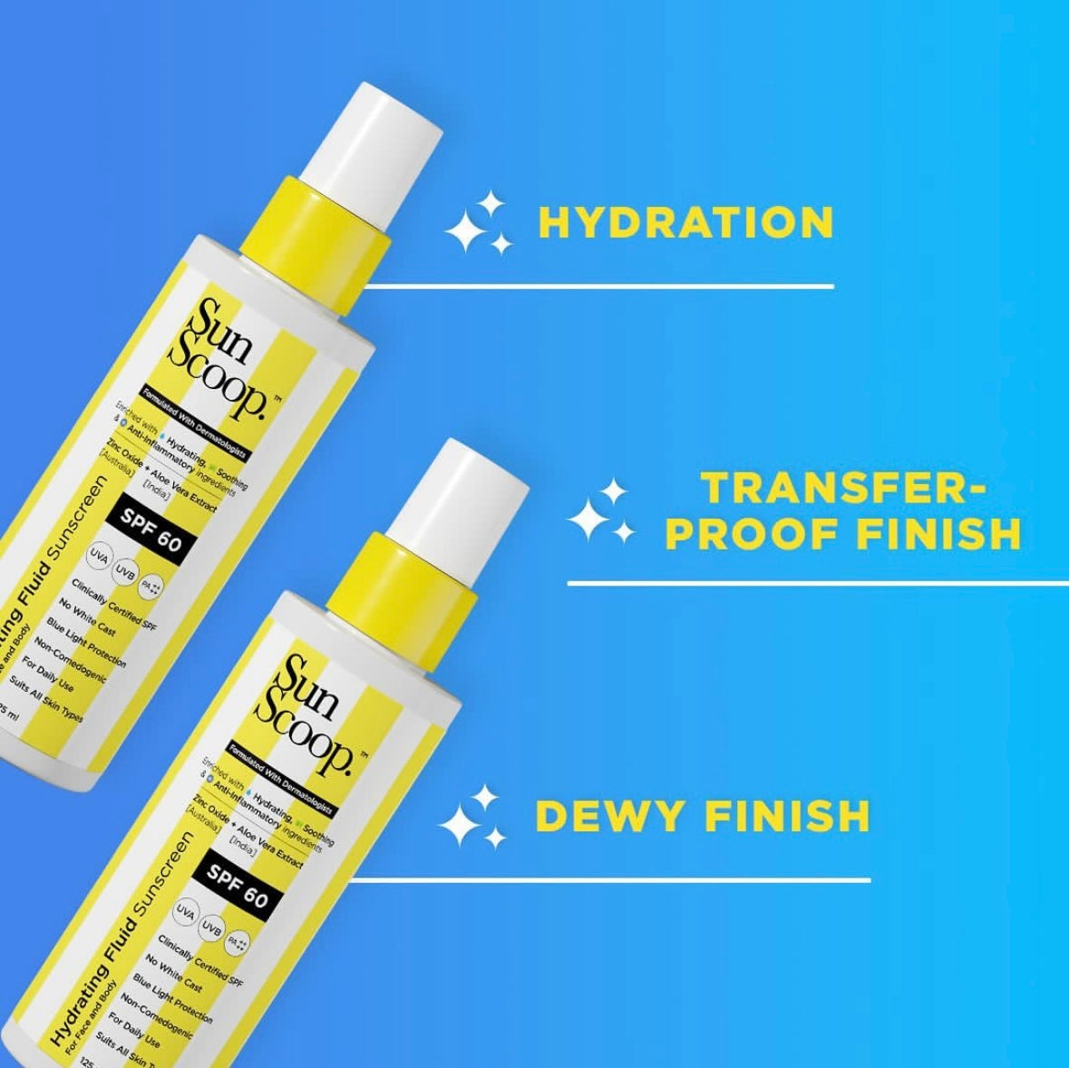 SunScoop Hydrating Fluid Sunscreen for Face and Body with SPF 60 PA++++ 125ml