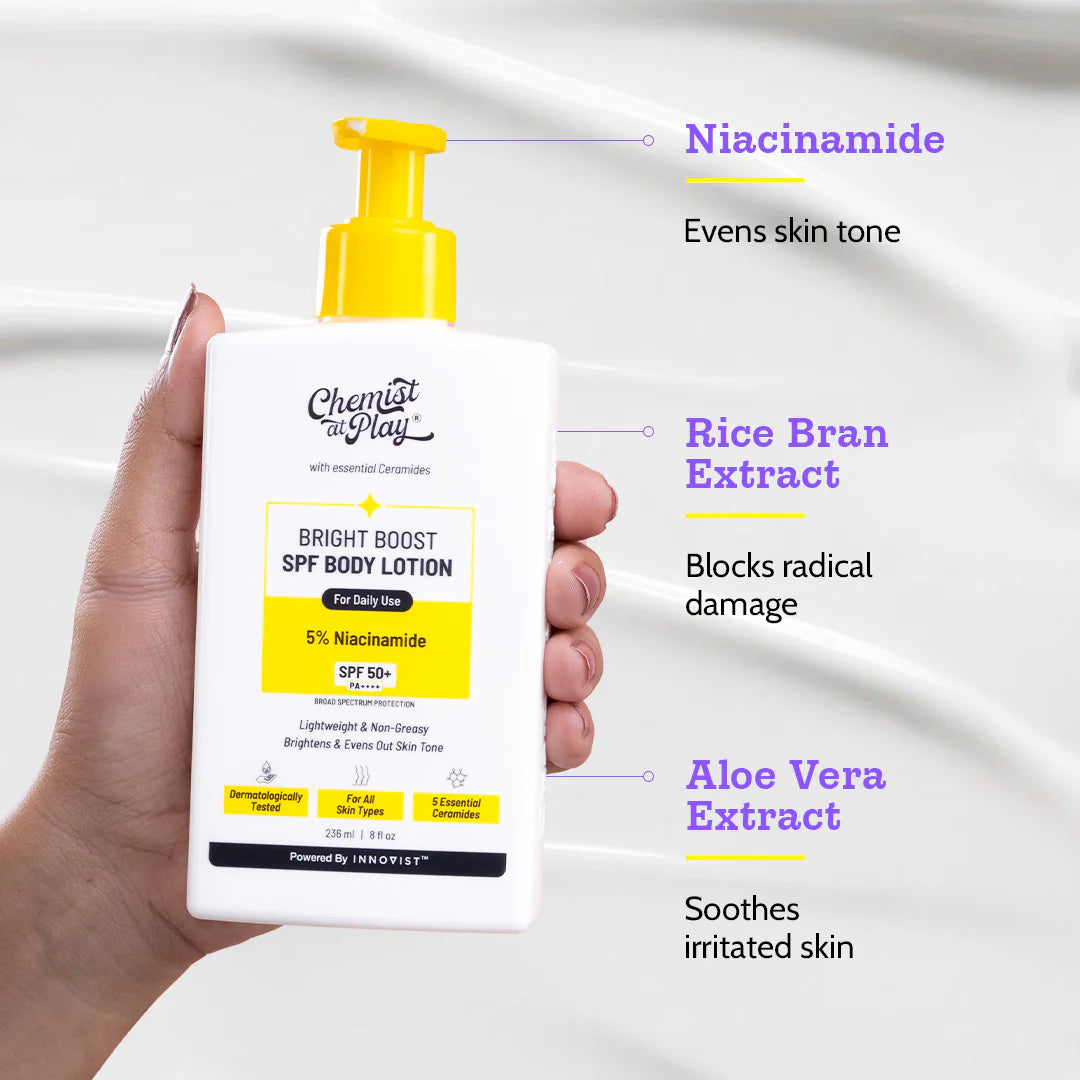 Chemist at Play - Bright Boost SPF Body Lotion with Niacinamide & SPF 50+ | 236 ml