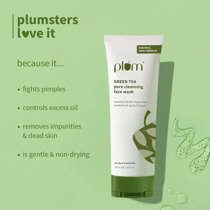 Plum - Green Tea Pore Cleansing Face Wash – Clear, Fresh &amp; Oil-Free Skin (100ml)