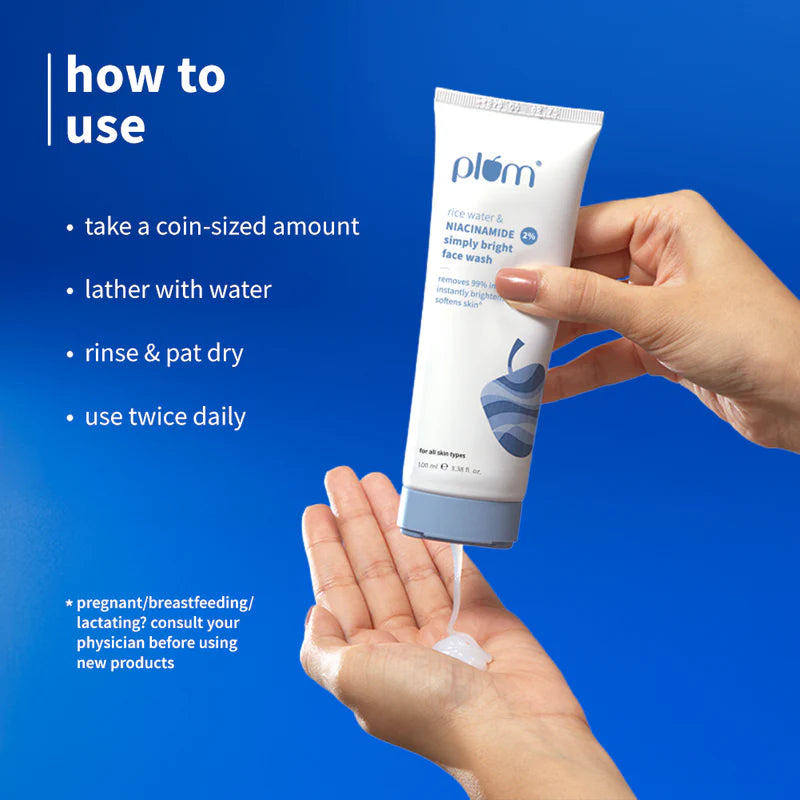Plum - 2% Niacinamide &amp; Rice Water Face Wash – Clear, Bright &amp; Fresh Skin