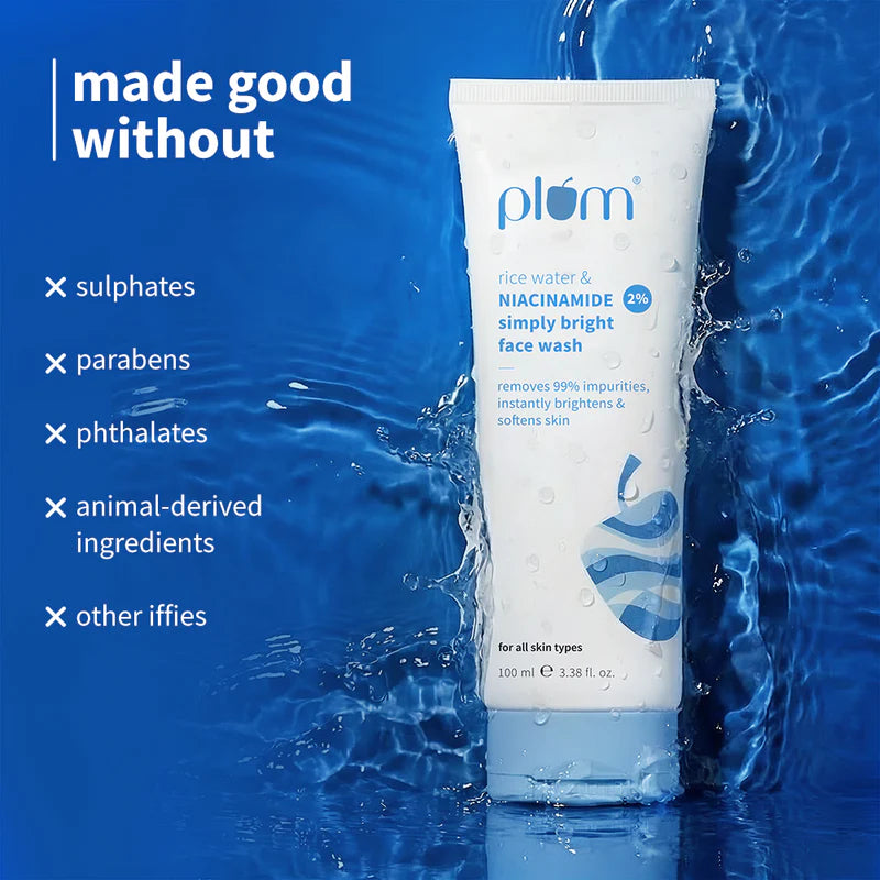 Plum - 2% Niacinamide &amp; Rice Water Face Wash – Clear, Bright &amp; Fresh Skin