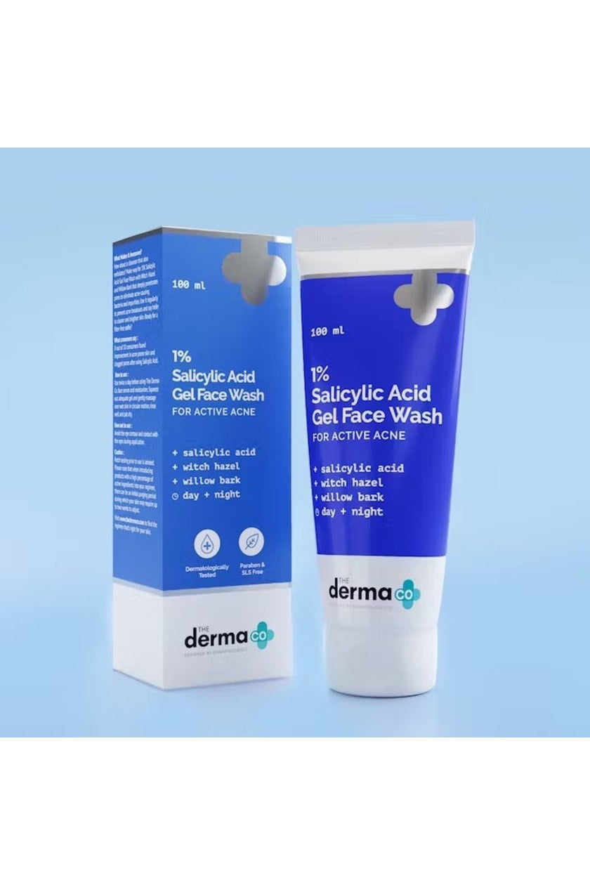 Derma CO - 1% Salicylic Acid Gel Face Wash (100ml) – Daily Acne Control &amp; Exfoliating Cleanser