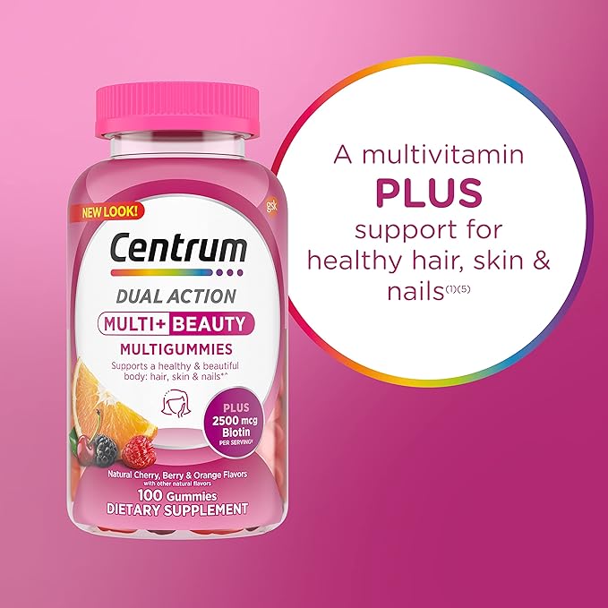 Centrum - MultiGummies Multi+ Beauty Dual Action Gummy Multivitamin – 100 Count