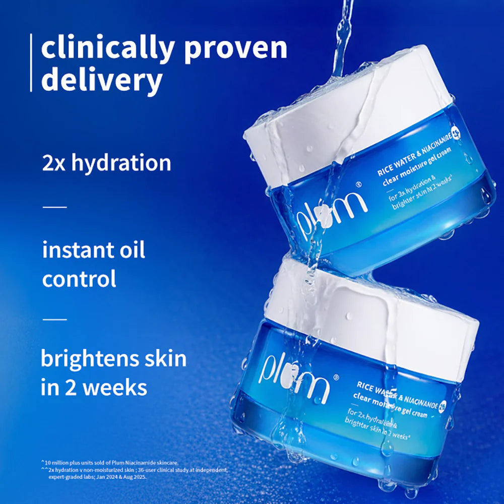 Plum 2% Niacinamide & Rice Water Brightening Gel Moisturizer – Hydrated, Clear & Shine-Free Skin ✨