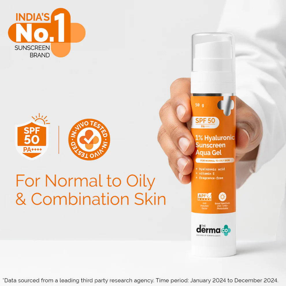 DERMA CO - 1% Hyaluronic Sunscreen Aqua Gel SPF 50 PA++++ – 50g