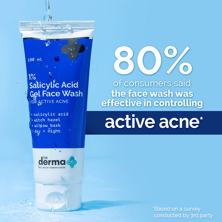Derma CO - 1% Salicylic Acid Gel Face Wash (100ml) – Daily Acne Control &amp; Exfoliating Cleanser