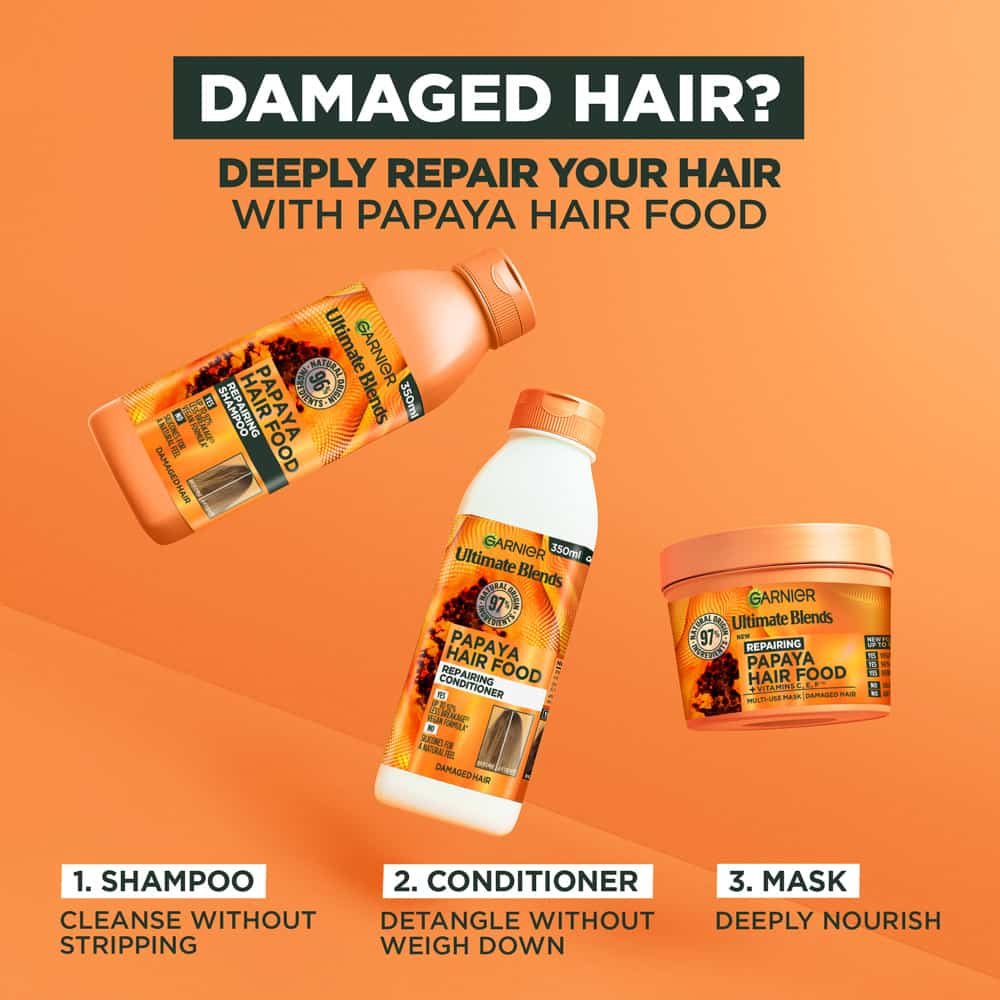 Garnier Ultimate Blends Papaya & Amla Hair Food 3-in-1 Hair Mask – For Damaged Hair