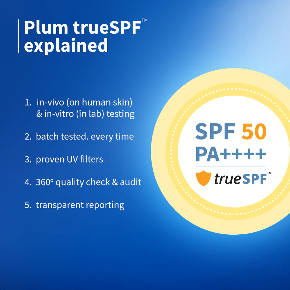 Plum 2% Niacinamide & Rice Water SPF 50 PA++++ Hybrid Sunscreen (50g) – Broad-Spectrum Protection & Brighter Skin