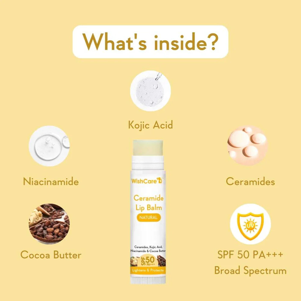 WishCare Ceramide Lip Balm with SPF 50 PA+++ (Natural)