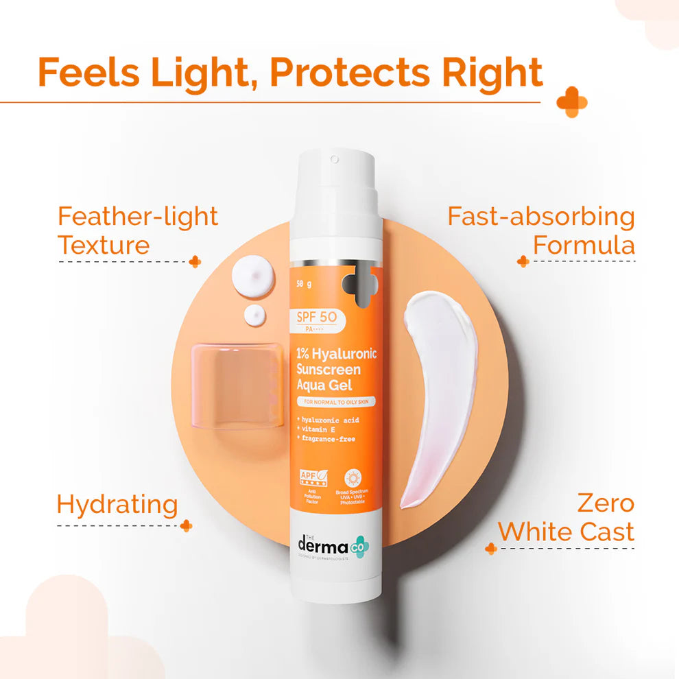 DERMA CO - 1% Hyaluronic Sunscreen Aqua Gel SPF 50 PA++++ – 50g