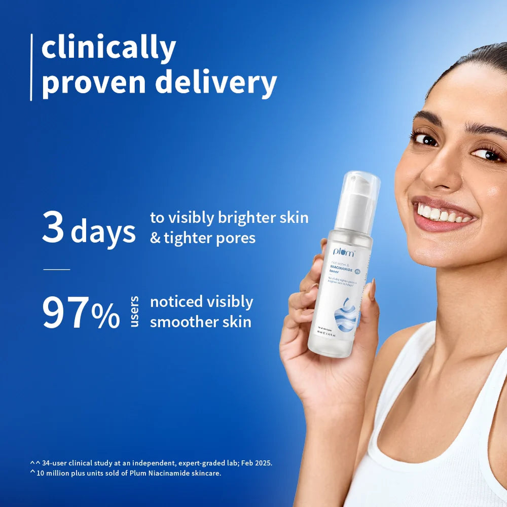 Plum 3% Niacinamide & Rice Water Brightening Face Toner (150ml) – Bright, Smooth & Balanced Skin