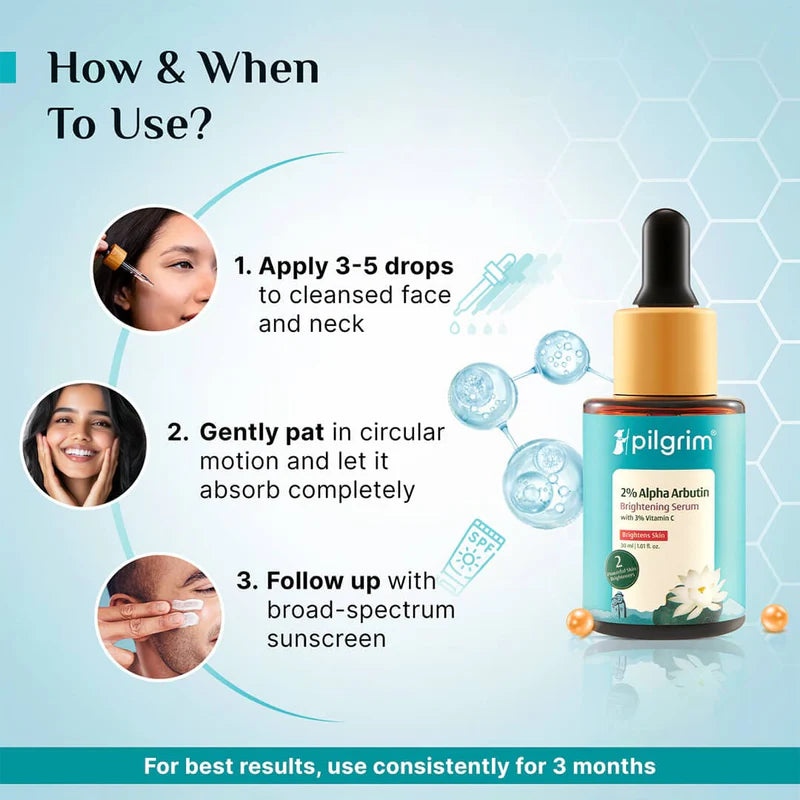 Pilgrim 2% Alpha Arbutin Brightening Serum with 3% Vitamin C
