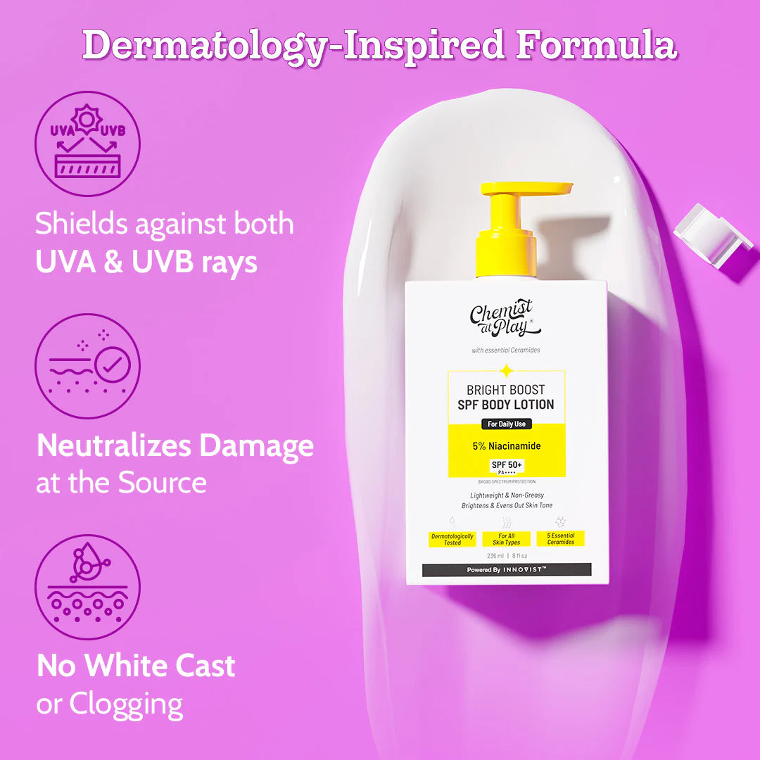 Chemist at Play - Bright Boost SPF Body Lotion with Niacinamide & SPF 50+ | 236 ml
