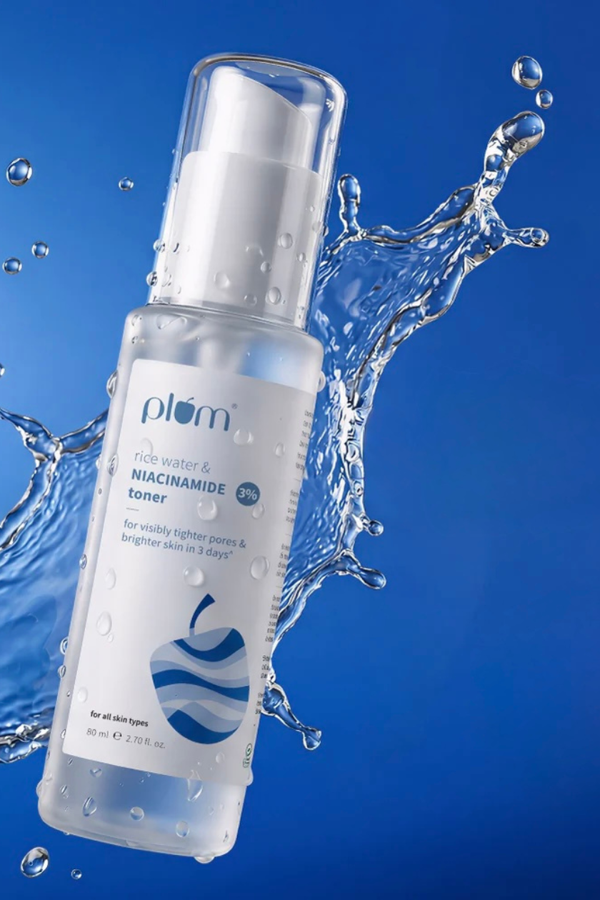 Plum 3% Niacinamide & Rice Water Brightening Face Toner (150ml) – Bright, Smooth & Balanced Skin