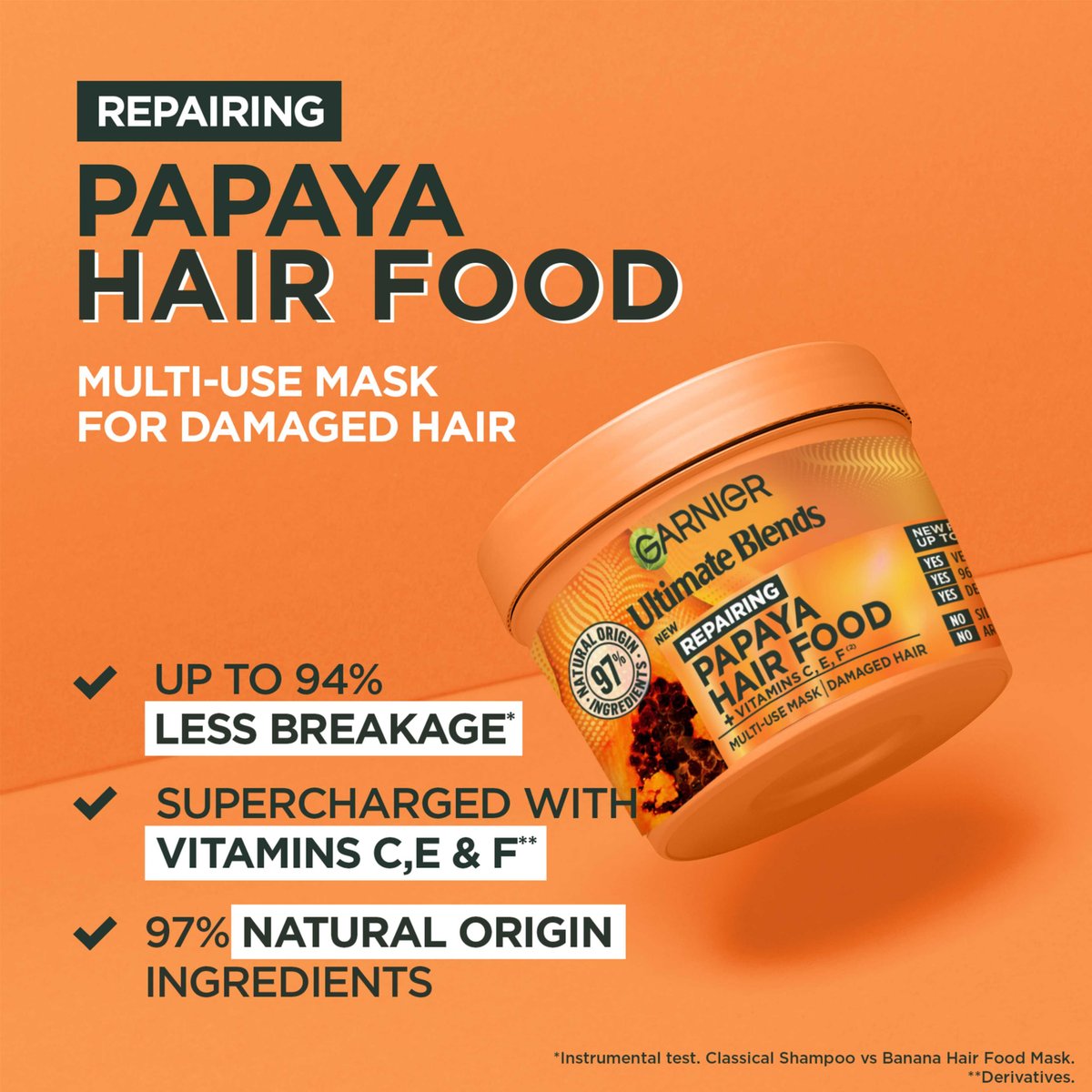 Garnier Ultimate Blends Papaya & Amla Hair Food 3-in-1 Hair Mask – For Damaged Hair