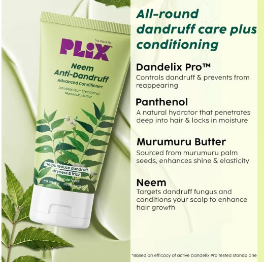 PLIX - Neem Anti-Dandruff Shampoo & Conditioner | Helps Reduce Dandruff & Soothe Itchy Scalp