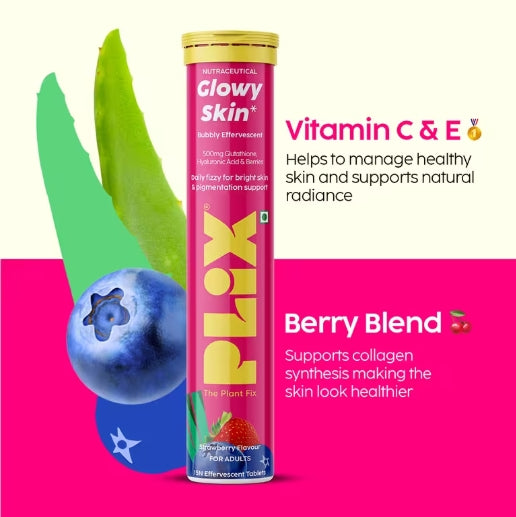 PLIX - Glowy Skin Bubbly Effervescent Tablets with 500 mg L-Glutathione