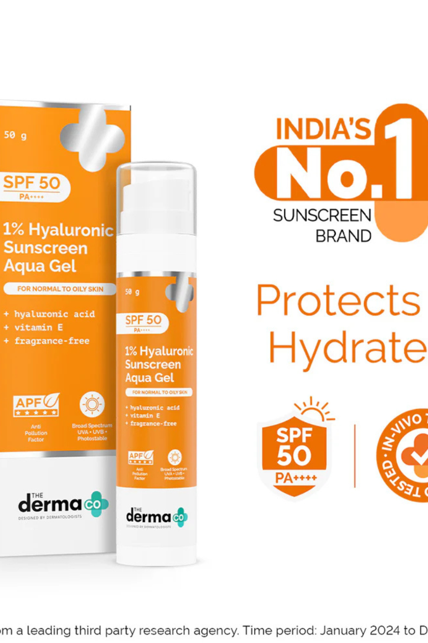 DERMA CO - 1% Hyaluronic Sunscreen Aqua Gel SPF 50 PA++++ – 50g