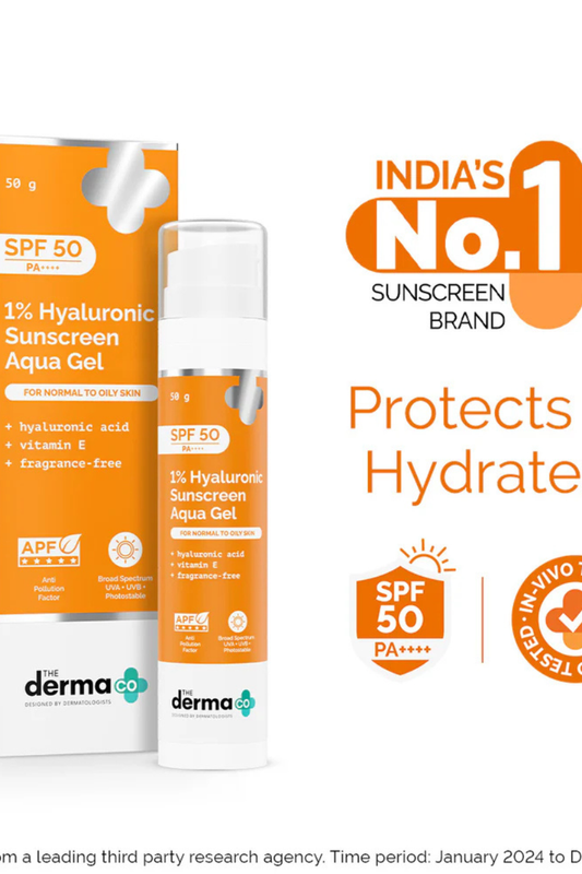 DERMA CO - 1% Hyaluronic Sunscreen Aqua Gel SPF 50 PA++++ – 50g