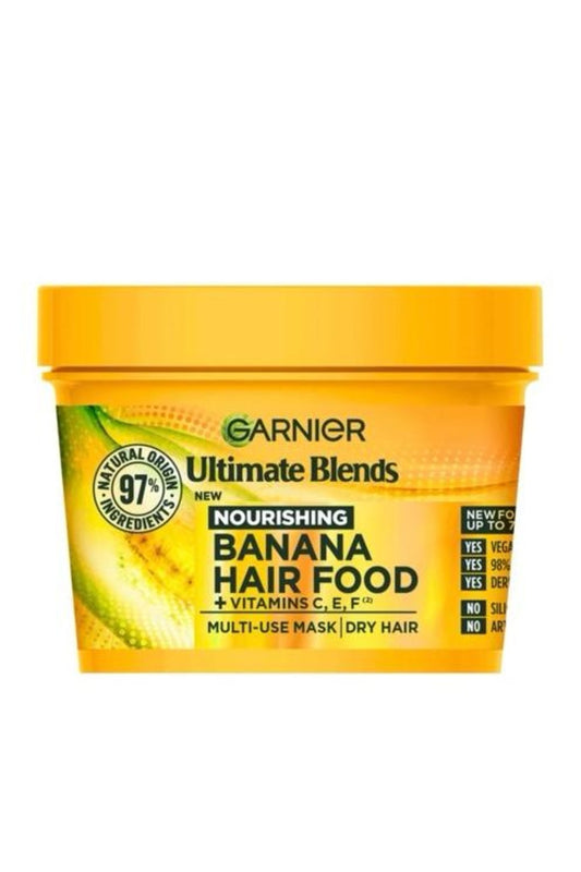 Garnier Ultimate Blends Banana & Shea Butter Hair Food 3-in-1 Mask – Supercharged Nourishment for Dry Hair