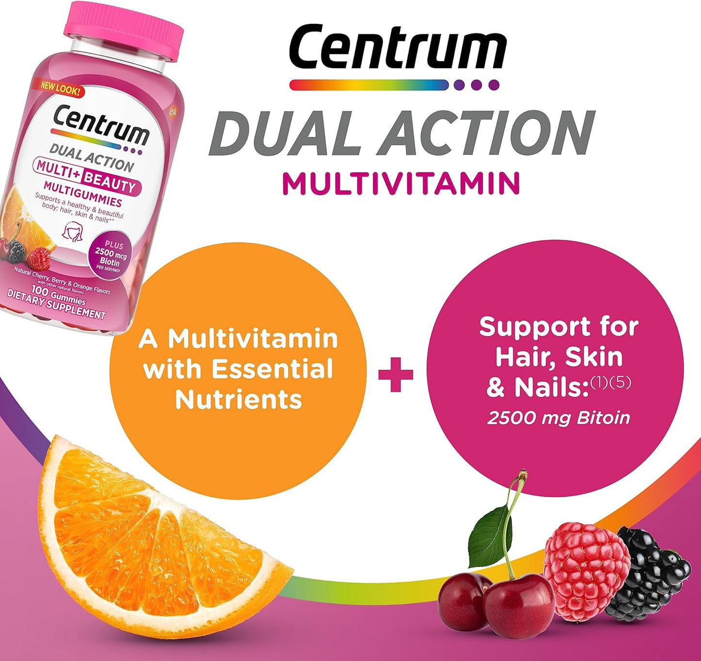 Centrum - MultiGummies Multi+ Beauty Dual Action Gummy Multivitamin – 100 Count