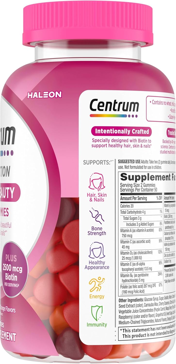 Centrum - MultiGummies Multi+ Beauty Dual Action Gummy Multivitamin – 100 Count