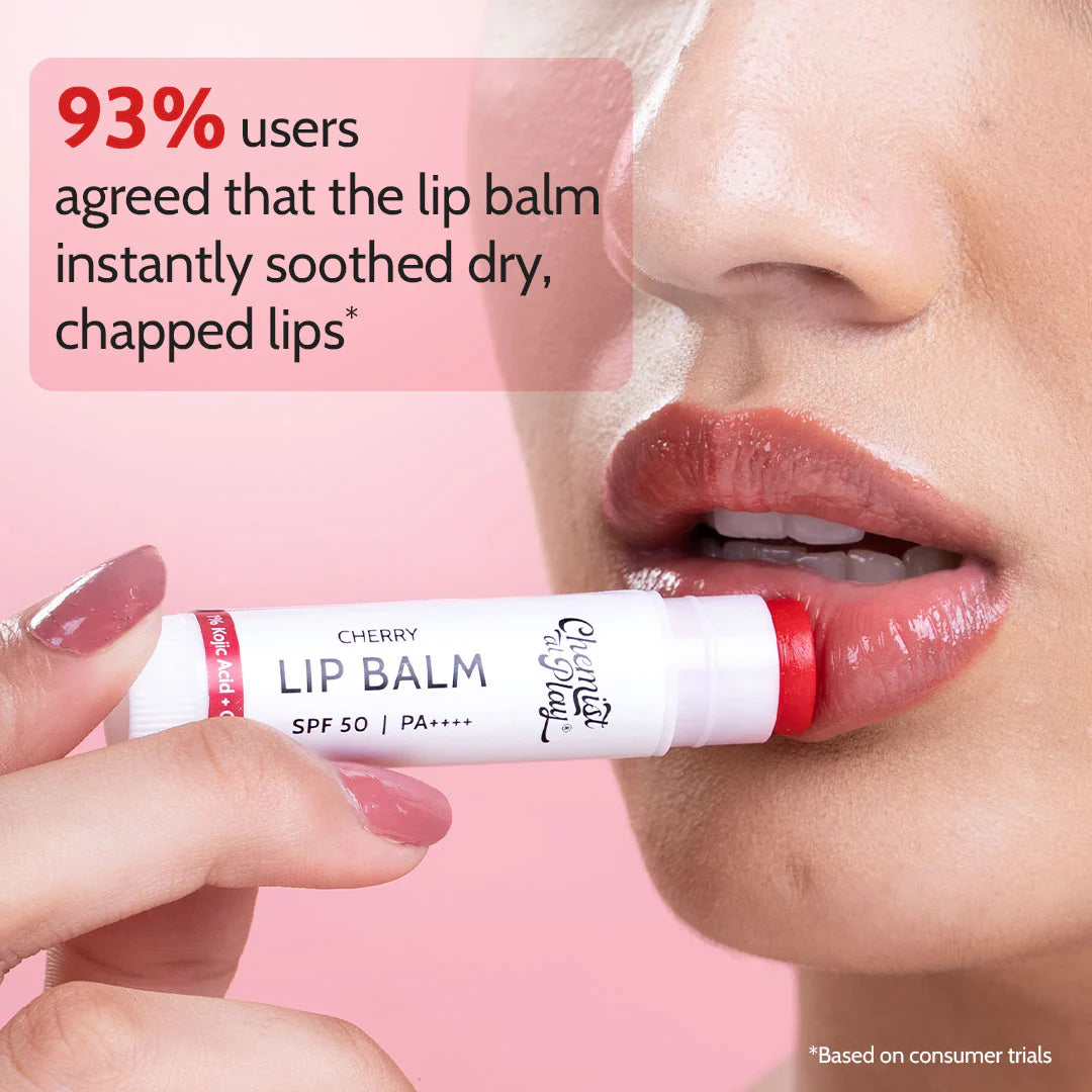 Chemist at Play - Cherry Lip Balm for Chapped & Pigmented Lips | SPF 50 PA++++ & Kojic Acid