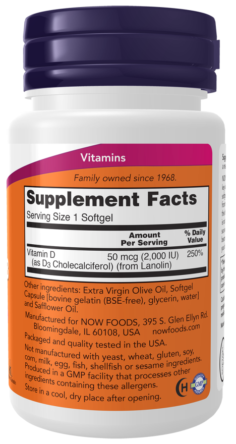 NOW - Vitamin D-3 2000 IU (30 Softgels)