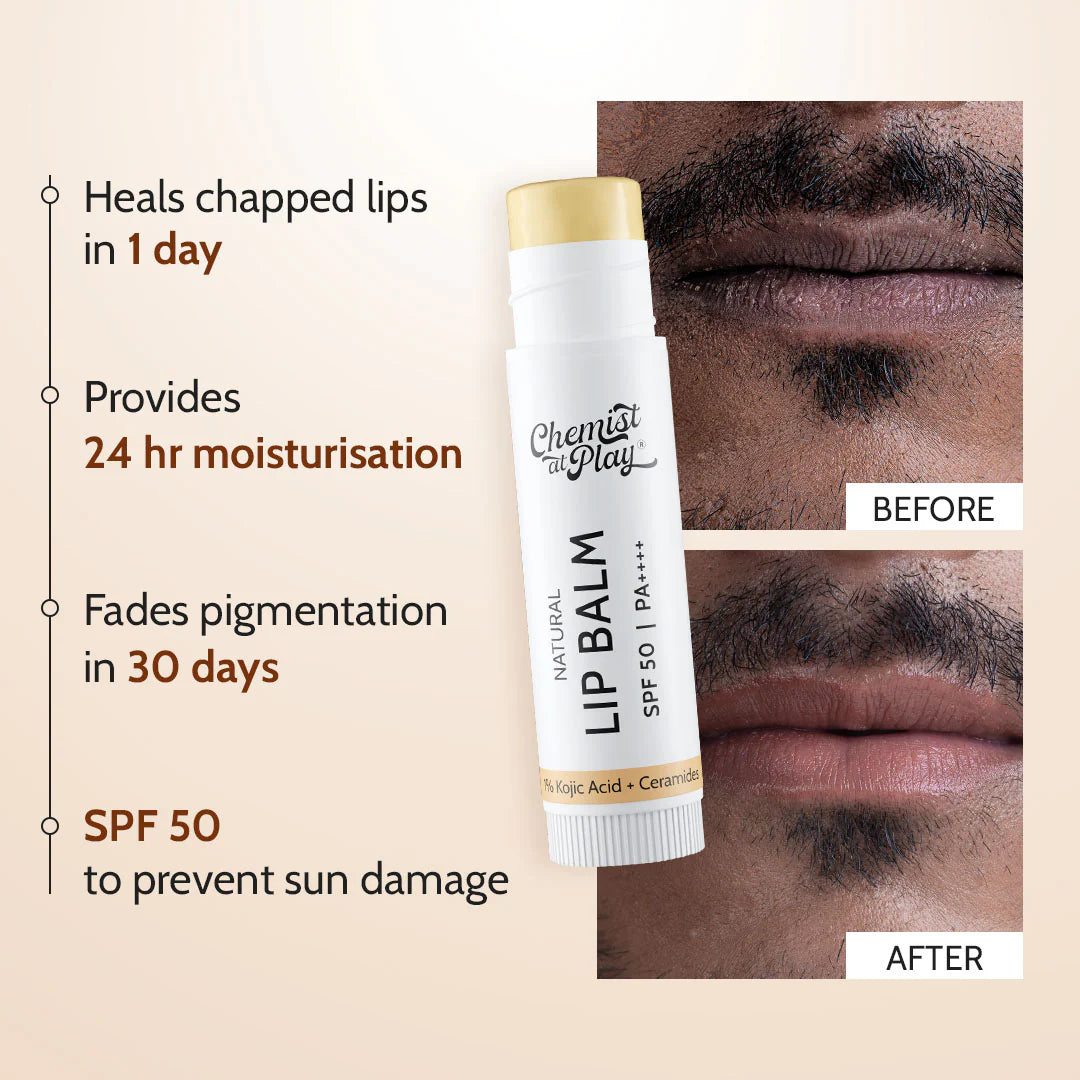 Chemist at Play - Natural Lip Balm for Chapped & Pigmented Lips | SPF 50 PA++++ & Kojic Acid
