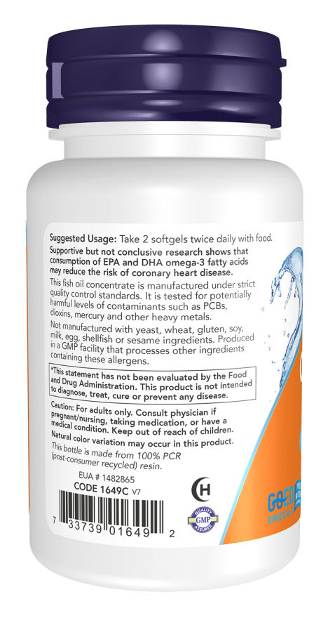 NOW - Omega-3 Fish Oil, Molecularly Distilled (200 Softgels)