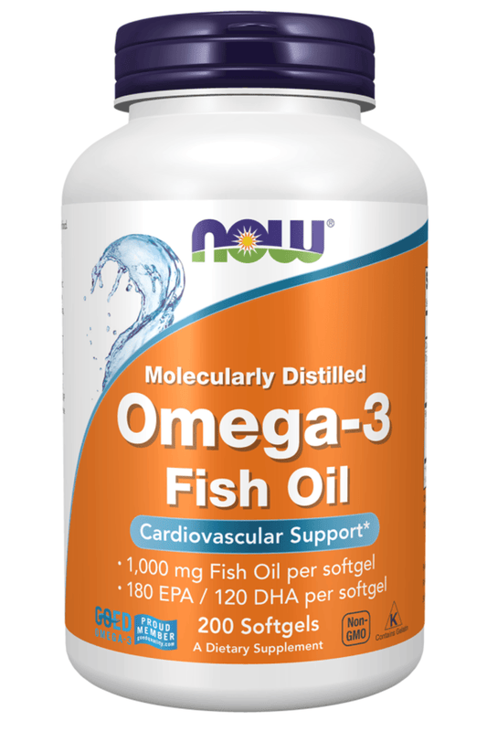 NOW - Omega-3 Fish Oil, Molecularly Distilled (200 Softgels)